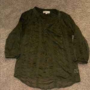Anthropologie Olive & Oak Forest Green Lace Blouse